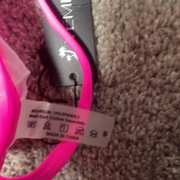 New Tempt Me string bikini neon hot pink swim bra size medium - Picture 3 of 6
